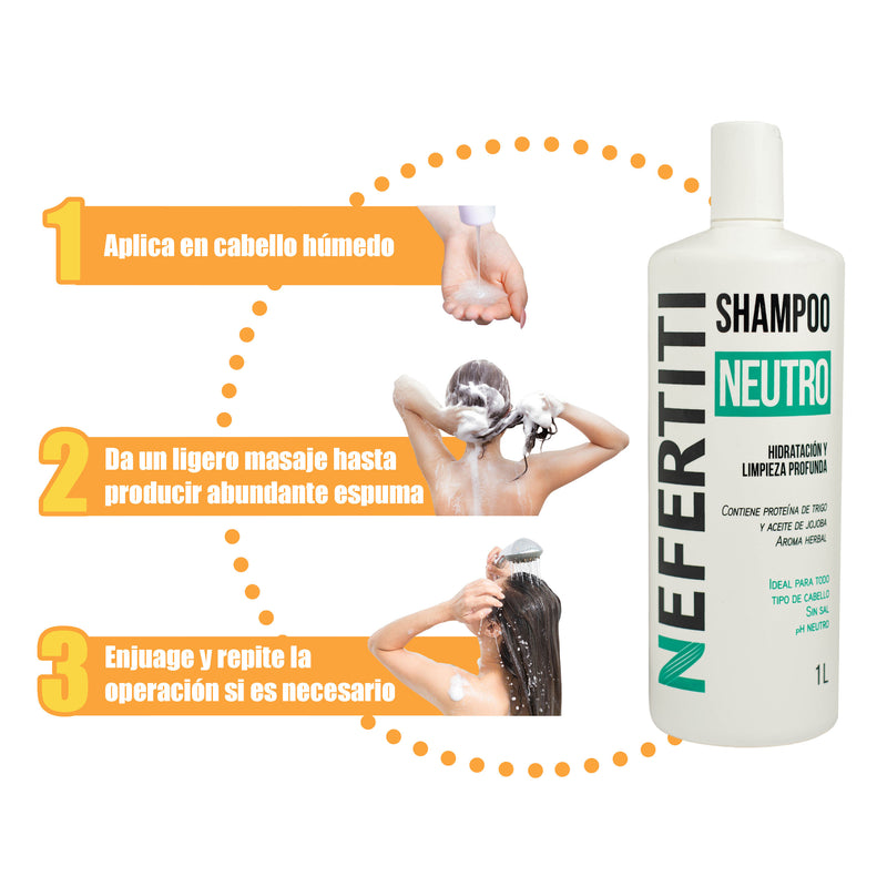 Shampoo Neutro sin Sal sin Parabenos + limpieza profunda Nefertiti 1lt