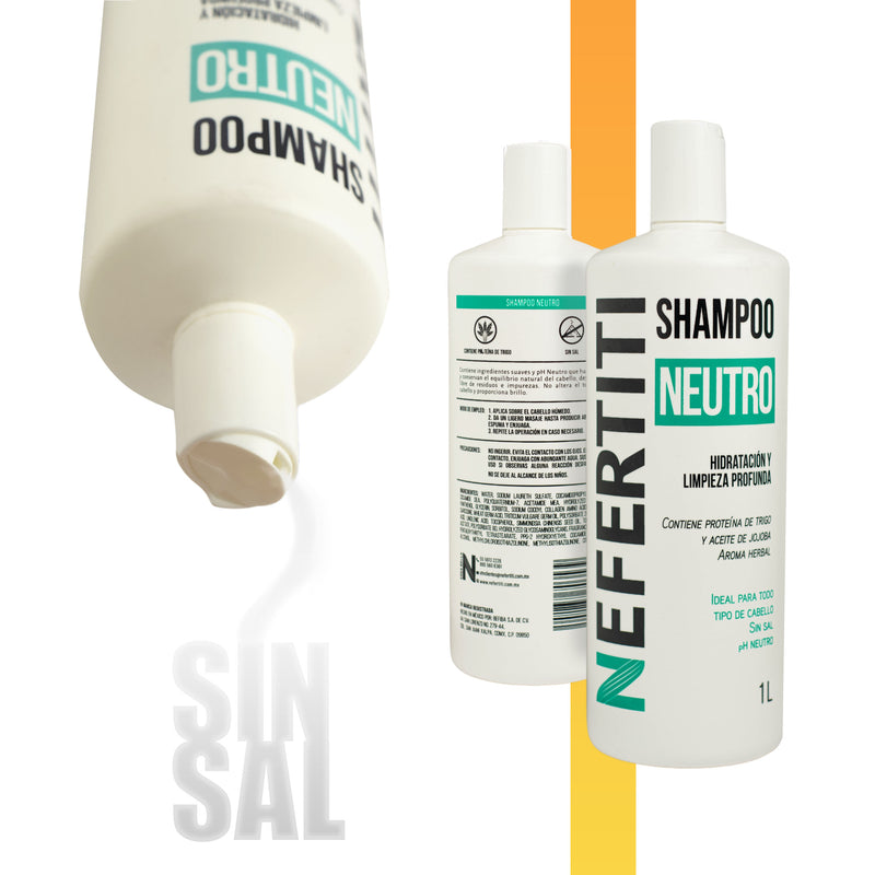 Shampoo Neutro sin Sal sin Parabenos + limpieza profunda Nefertiti 1lt