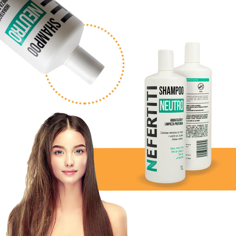 Shampoo Neutro sin Sal sin Parabenos + limpieza profunda Nefertiti 1lt