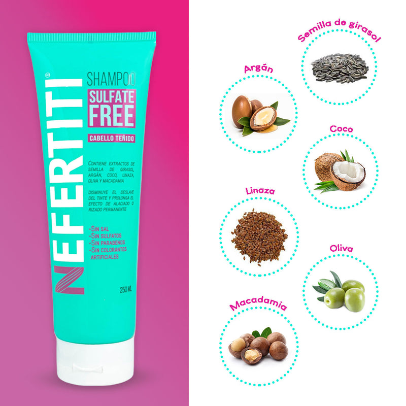 Shampoo Sin Sal Sin Parabenos Para Cabello estresado Nefertiti 250ml