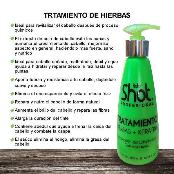 Tratamiento de Hierbas Keratina Cola de Caballo Sin Sal Kolor Shot