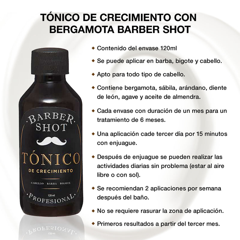 TONICO Bergamota Crecimiento Barba Cabello Barber Shot