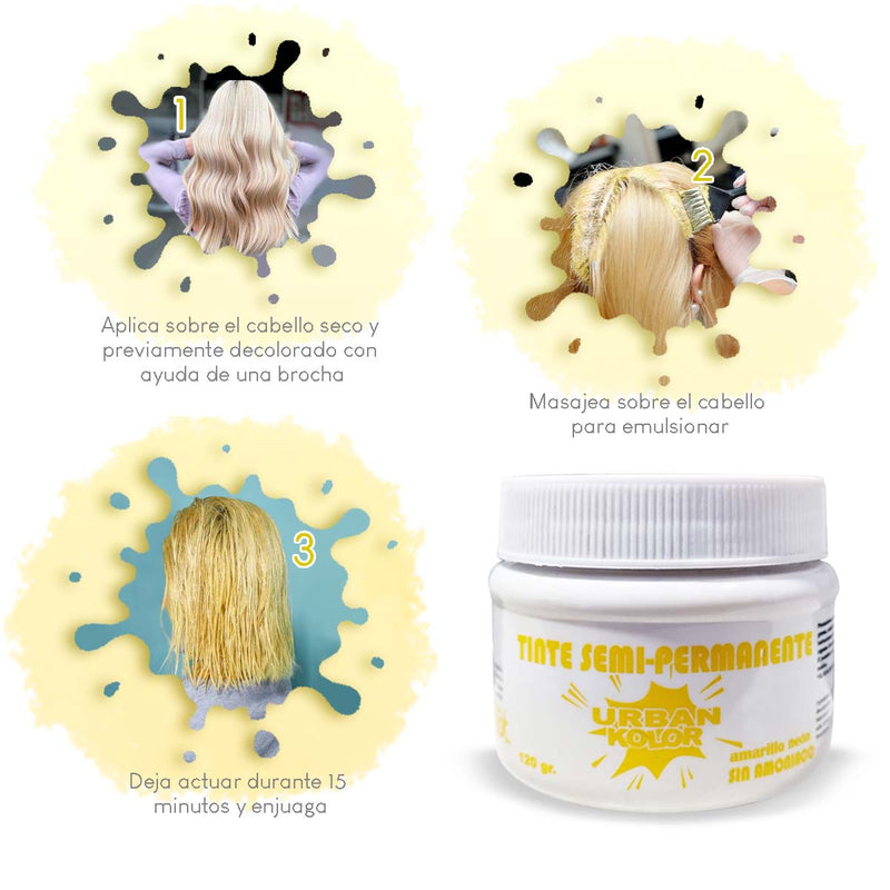 Tinte Fantasia Urban Kolor Amarillo Neon Sin Amoniaco 120gr