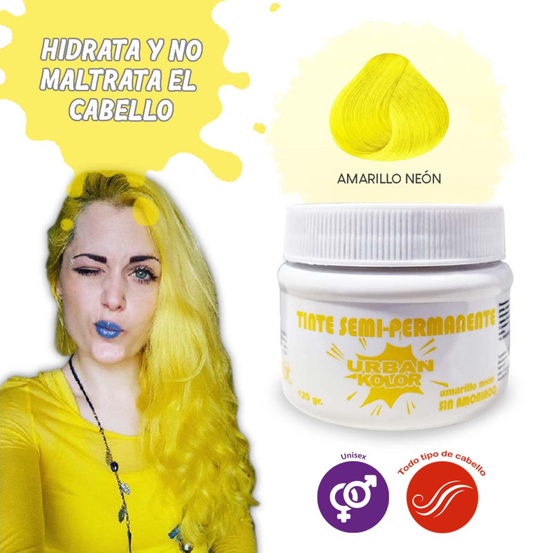 Tinte Fantasia Urban Kolor Amarillo Neon Sin Amoniaco 120gr