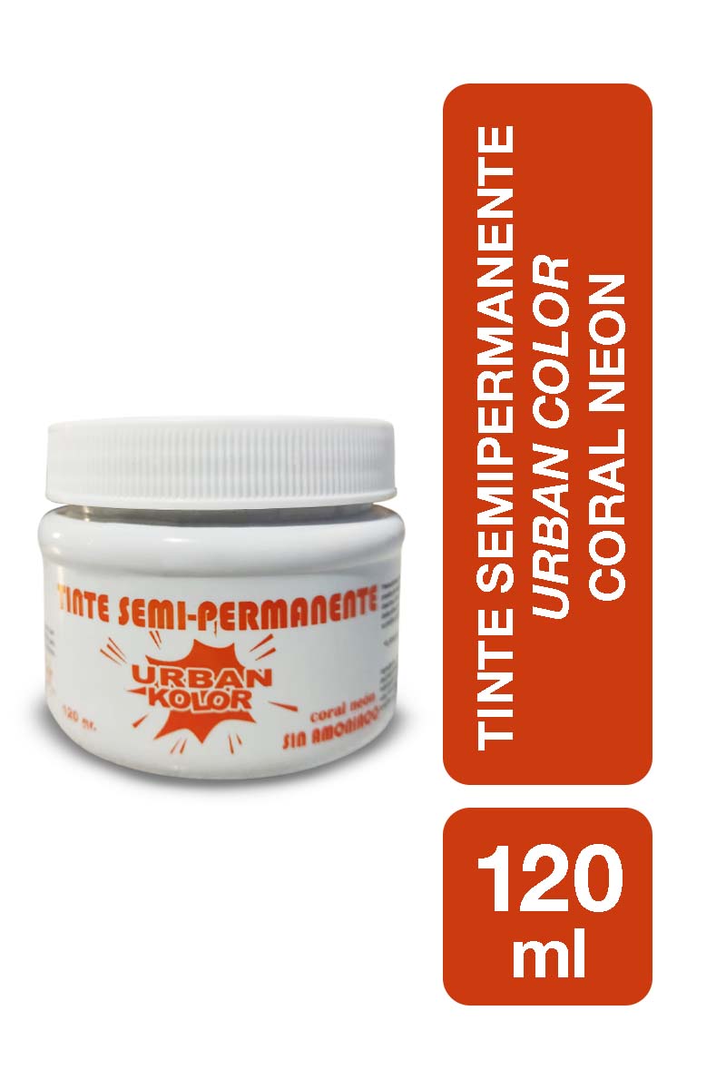 Tinte Fantasía Coral Neón Urban Kolor 120g Sin Amoniaco – Color Intenso Tipo Cobre, No Maltrata el Cabello, Ideal para Mechas, Cabello Decolorados o Tonos Vibrantes