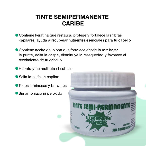 Tinte Fantasia Urban Kolor Caribe (Verde Pastel) Sin Amoniaco 120gr