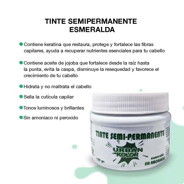 Tinte Fantasia Urban Kolor Esmeralda (verde oscuro) Sin Amoniaco 120gr