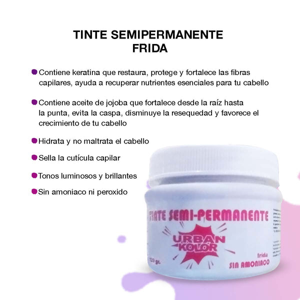 Tinte Fantasia Urban Kolor Frida (Rojo Arandano) Sin Amoniaco 120gr