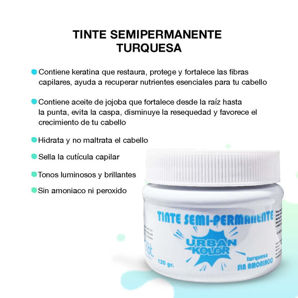 Tinte Fantasia Urban Kolor Turquesa (azul pastel) Sin Amoniaco 120gr